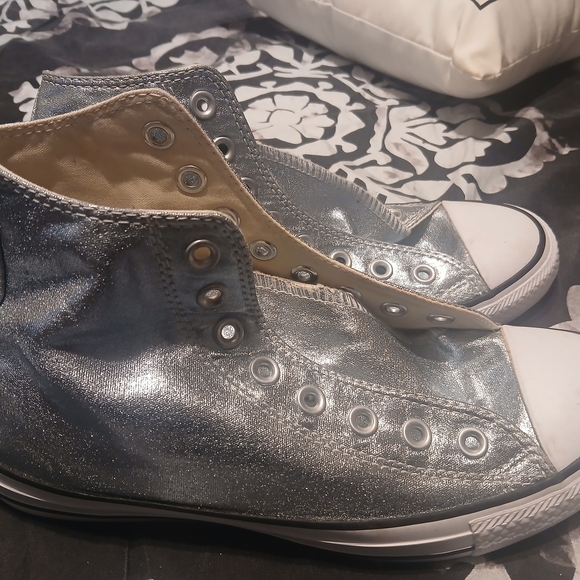 Converse Metallic Light Blue High-Top Sneaker - Women - Picture 4 of 13